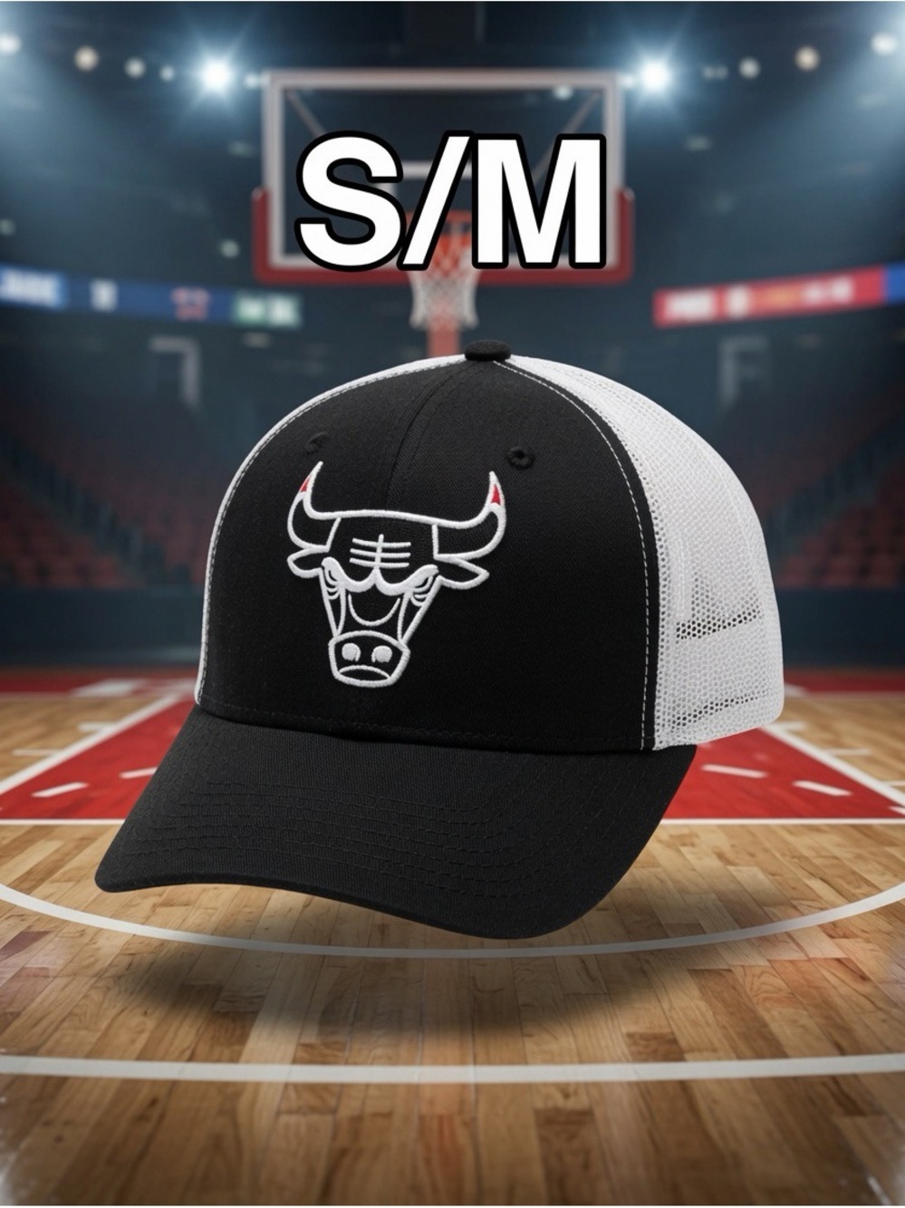 Chicago Bulls Black & White Trucker Hat - S/M